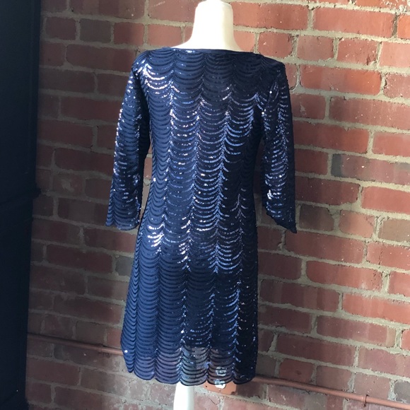 Chelsea & Violet Blue Sequin Scallop Hem Dress - Picture 3 of 8